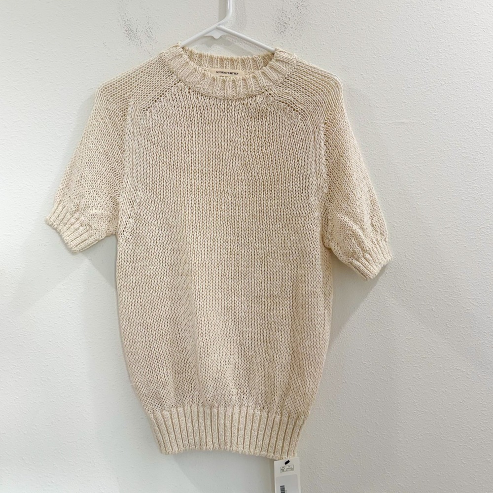 NOTHING WRITTEN Designer White Boho Cottagecore Coquette Sweater Top S